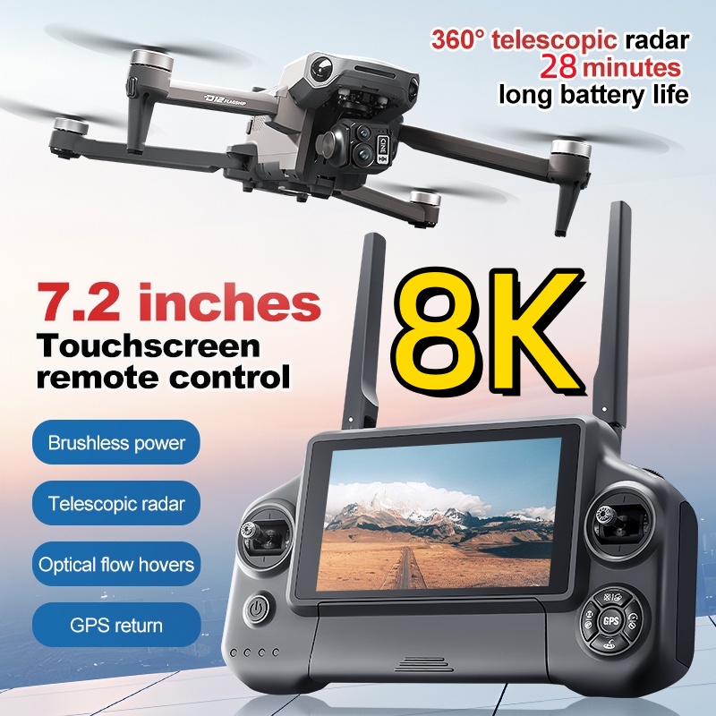 Drone Rc Helicopter With Camera - 8K 3축 짐벌 브러시리스 7.2인치 터치스크린