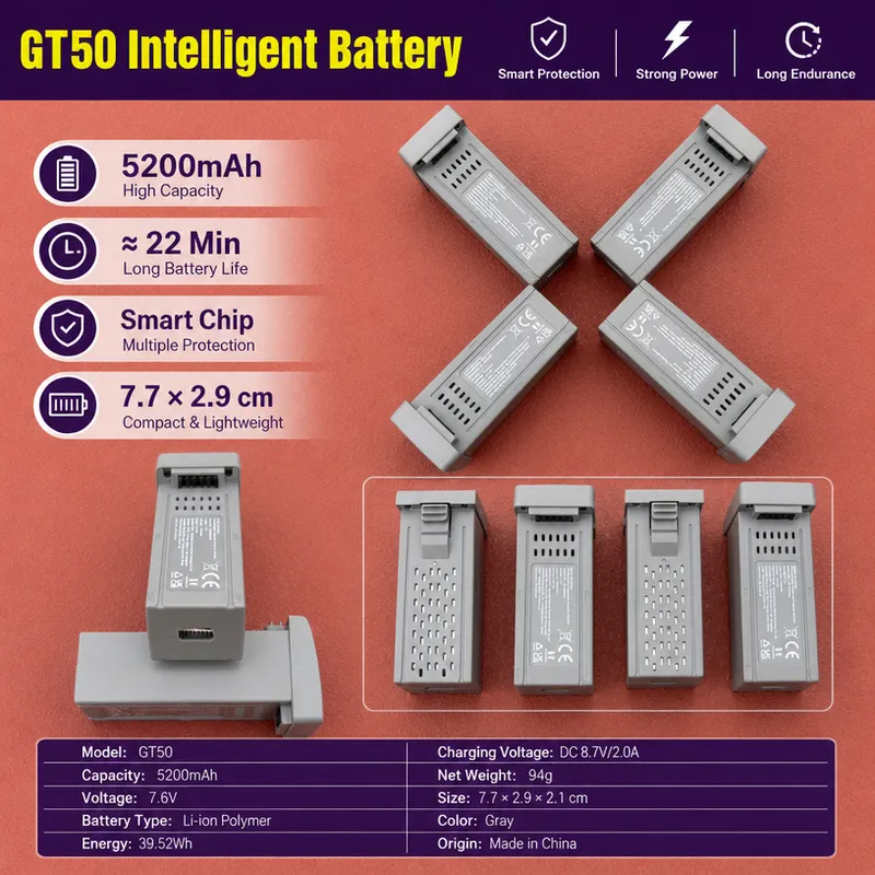 Drone Rc Gt50 - GT50 드론용 3.7V 1300mAh 리튬 배터리