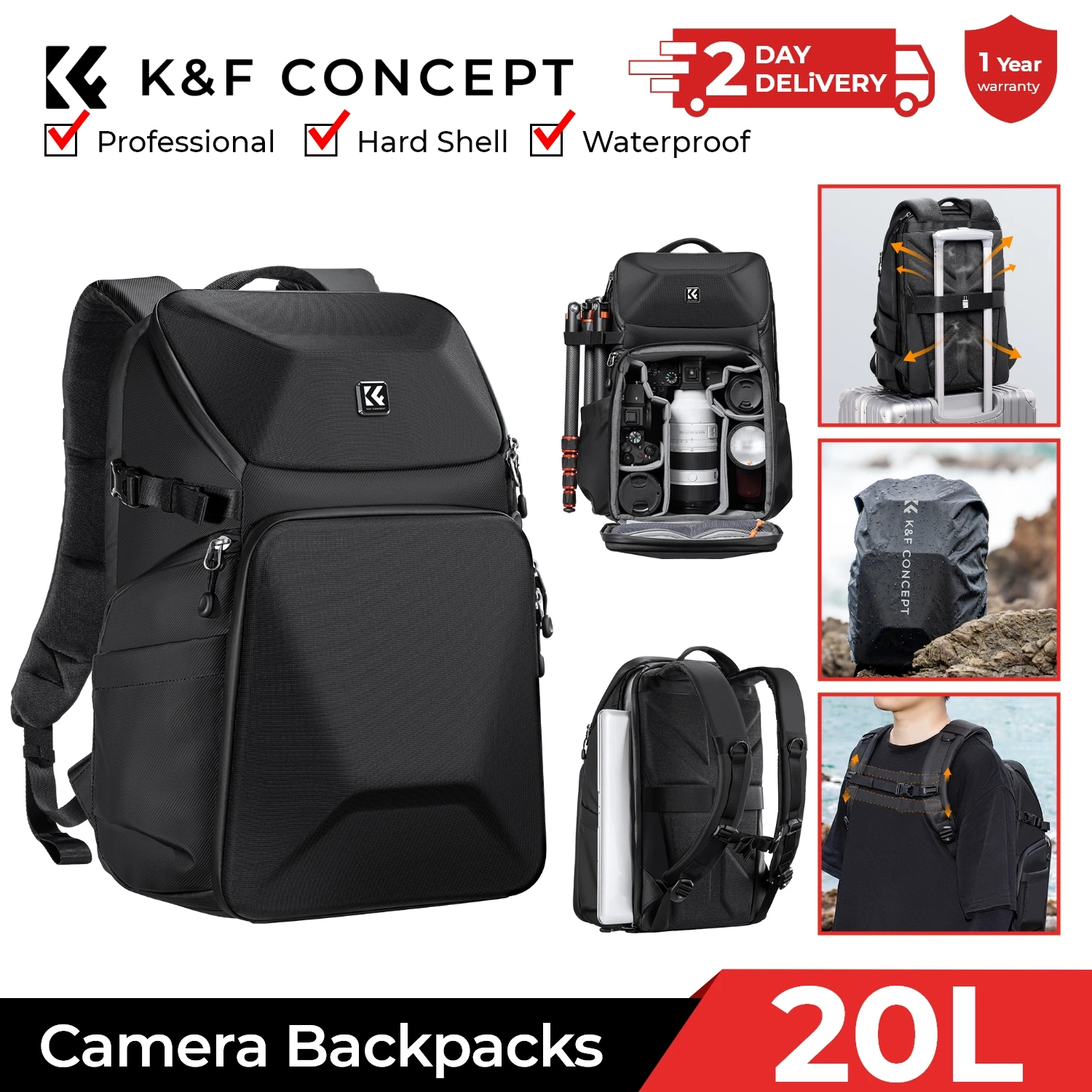 Drone Carrying Bag - K&F CONCEPT 20L 카메라 백팩 방수